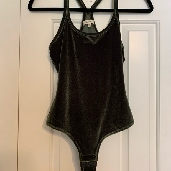Madewell Green Velvet Bodysuit - Picture 1 of 3